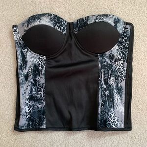Say What Black and Animal Print Bustier Top